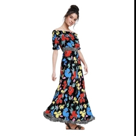 RIXO Blue and Orange Ruffled Tiered Maxi Dress - Picture 1 of 5